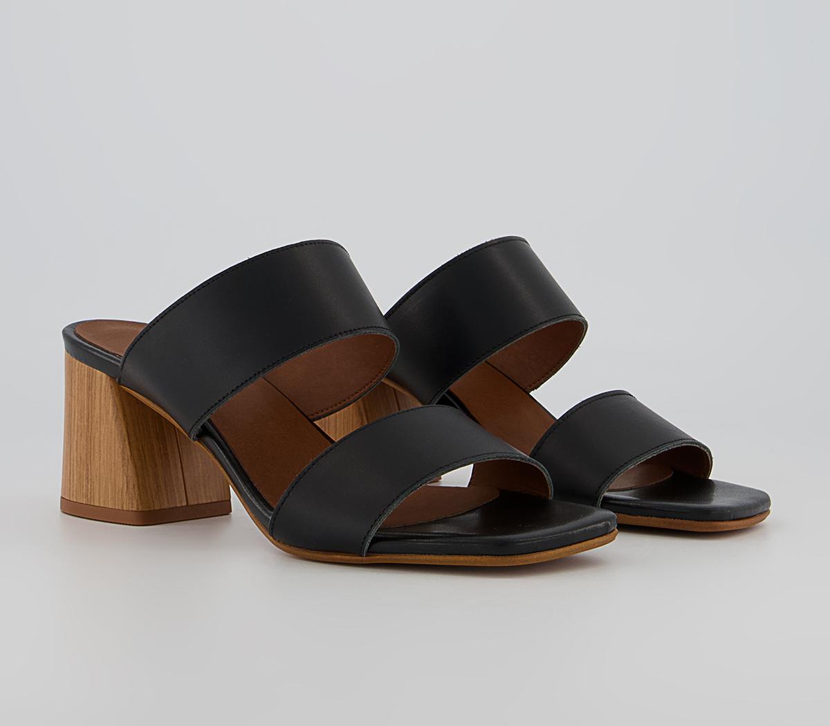Office Mallie Two Part Block Heel Mules Office Mallie Two Part Block Heel Mules Black Leather