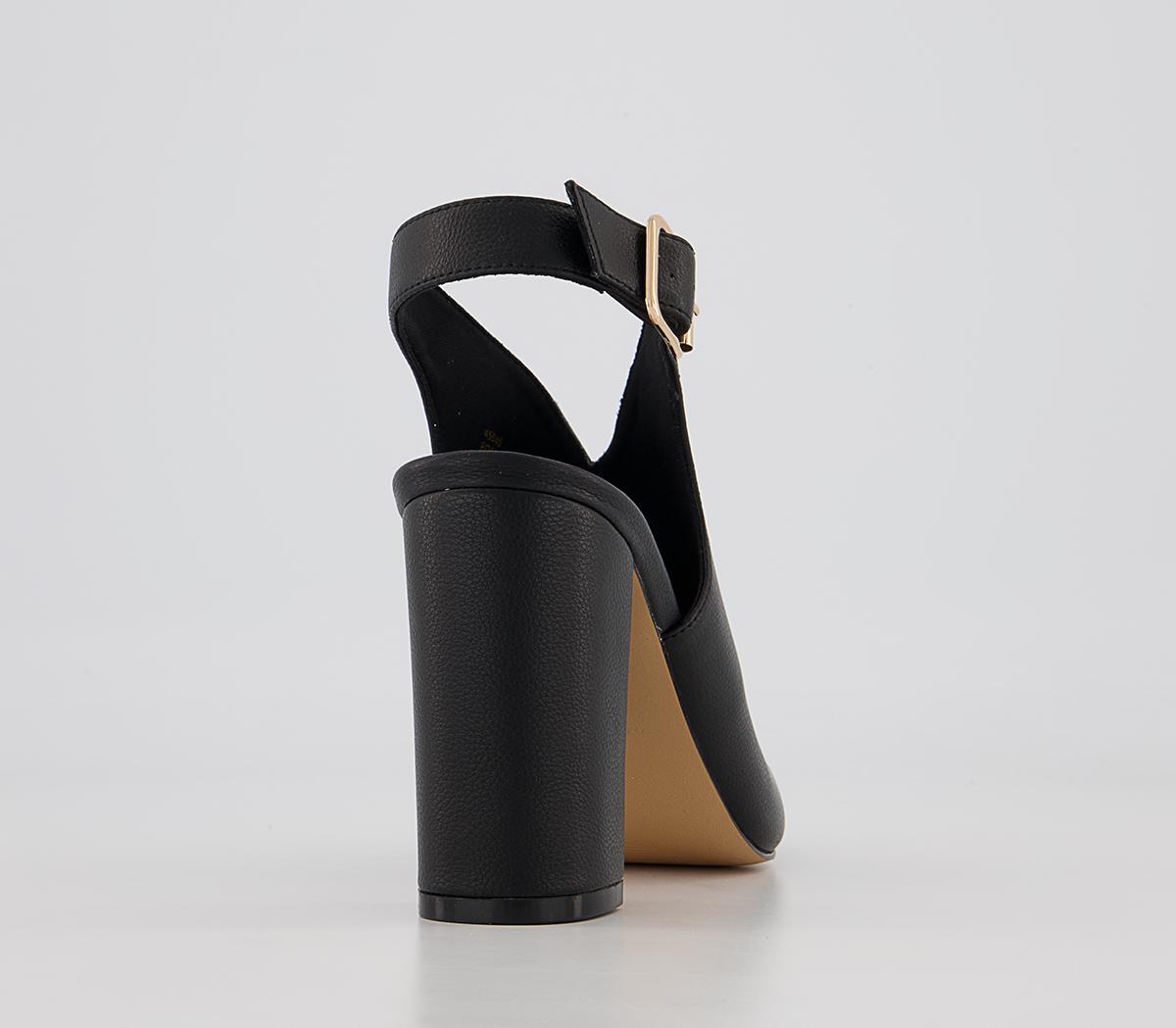 OFFICE Himalaya Slingback Open Toe Block High Heels OFFICE Himalaya Slingback Open Toe Block High Heels Black