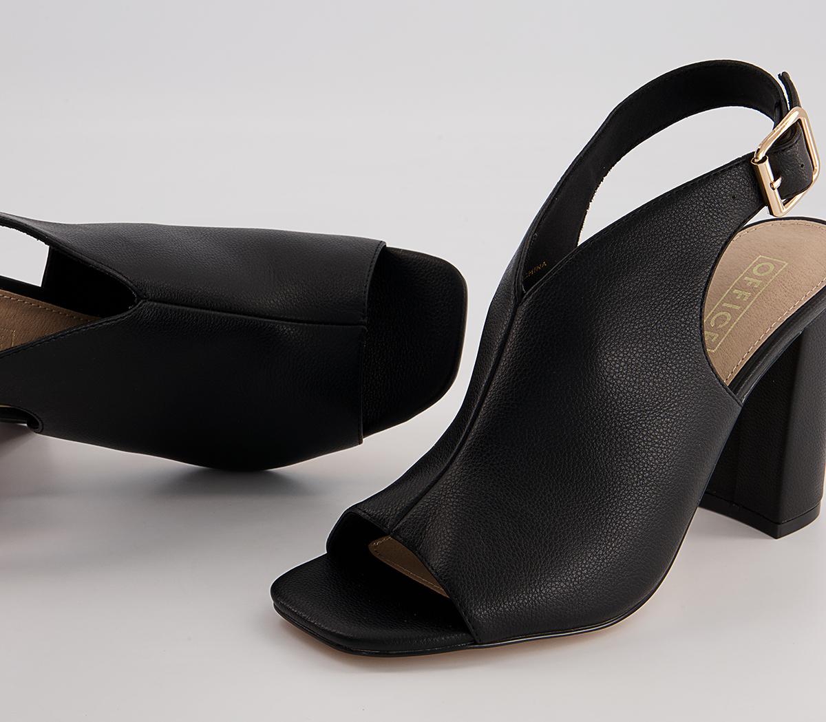 OFFICEHimalaya Slingback Open Toe Block High HeelsBlack