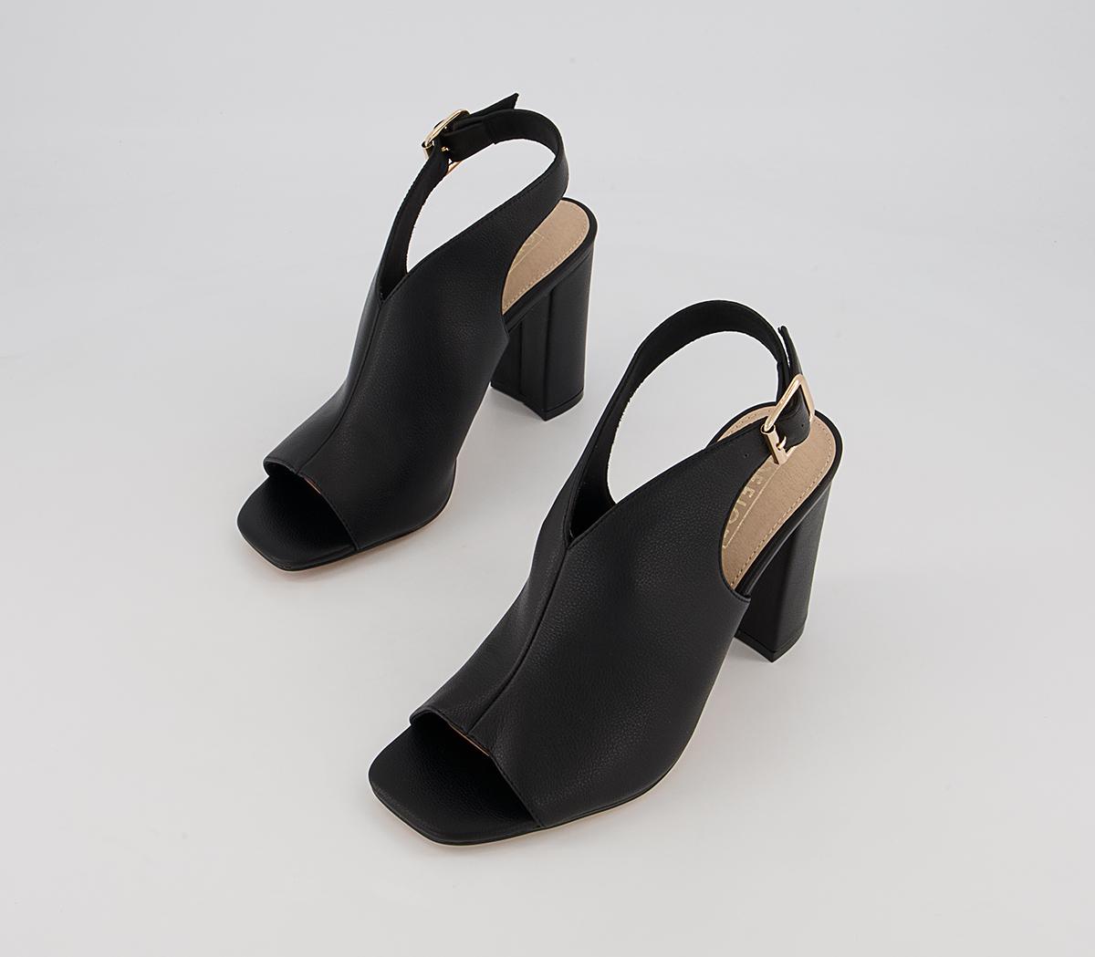 OFFICE Himalaya Slingback Open Toe Block High Heels Black - High Heels