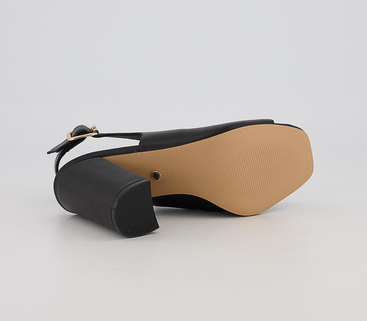 OFFICE Himalaya Slingback Open Toe Block High Heels OFFICE Himalaya Slingback Open Toe Block High Heels Black