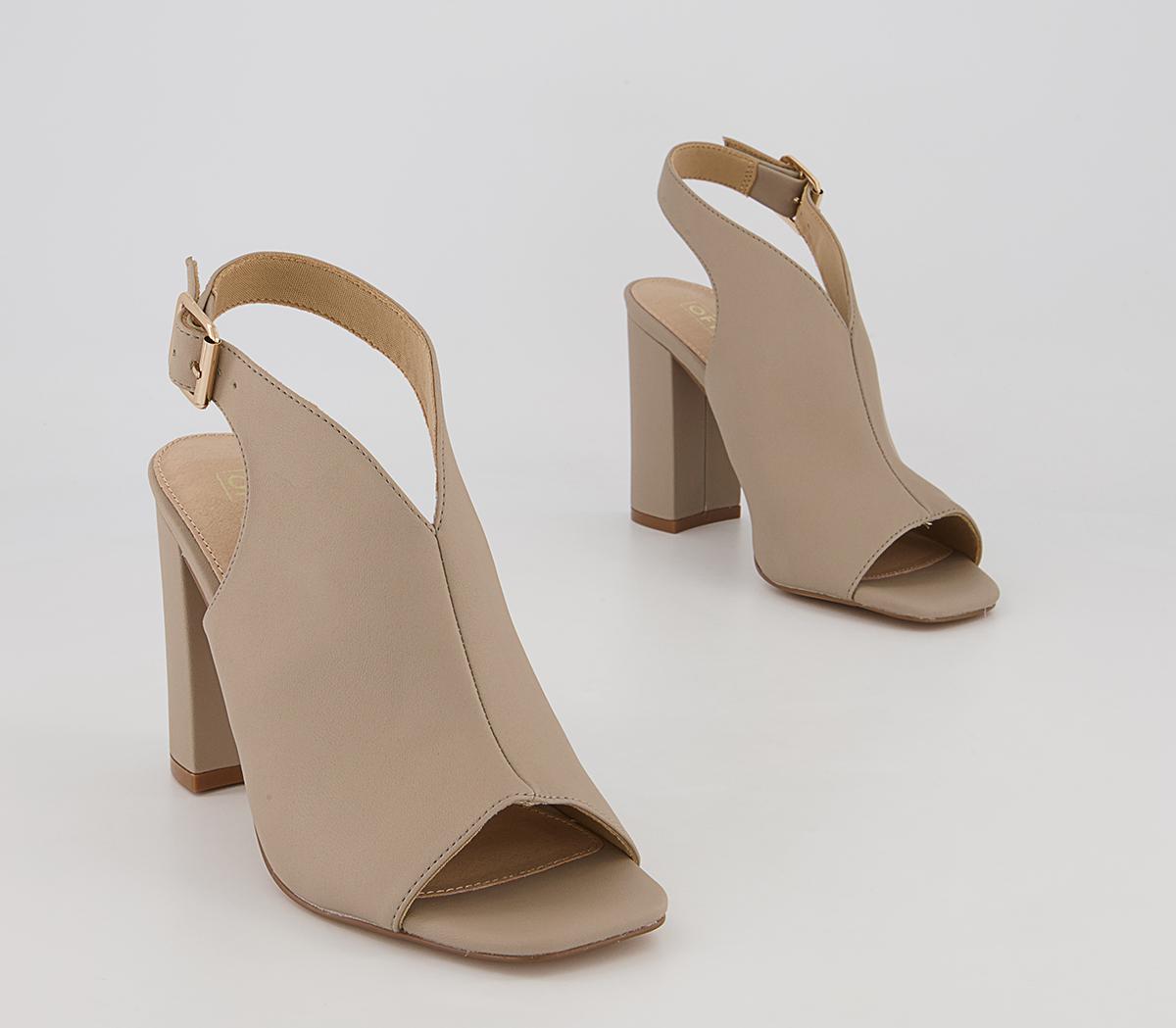 Office Himalaya Slingback Open Toe Block High Heels Office Himalaya Slingback Open Toe Block High Heels Taupe