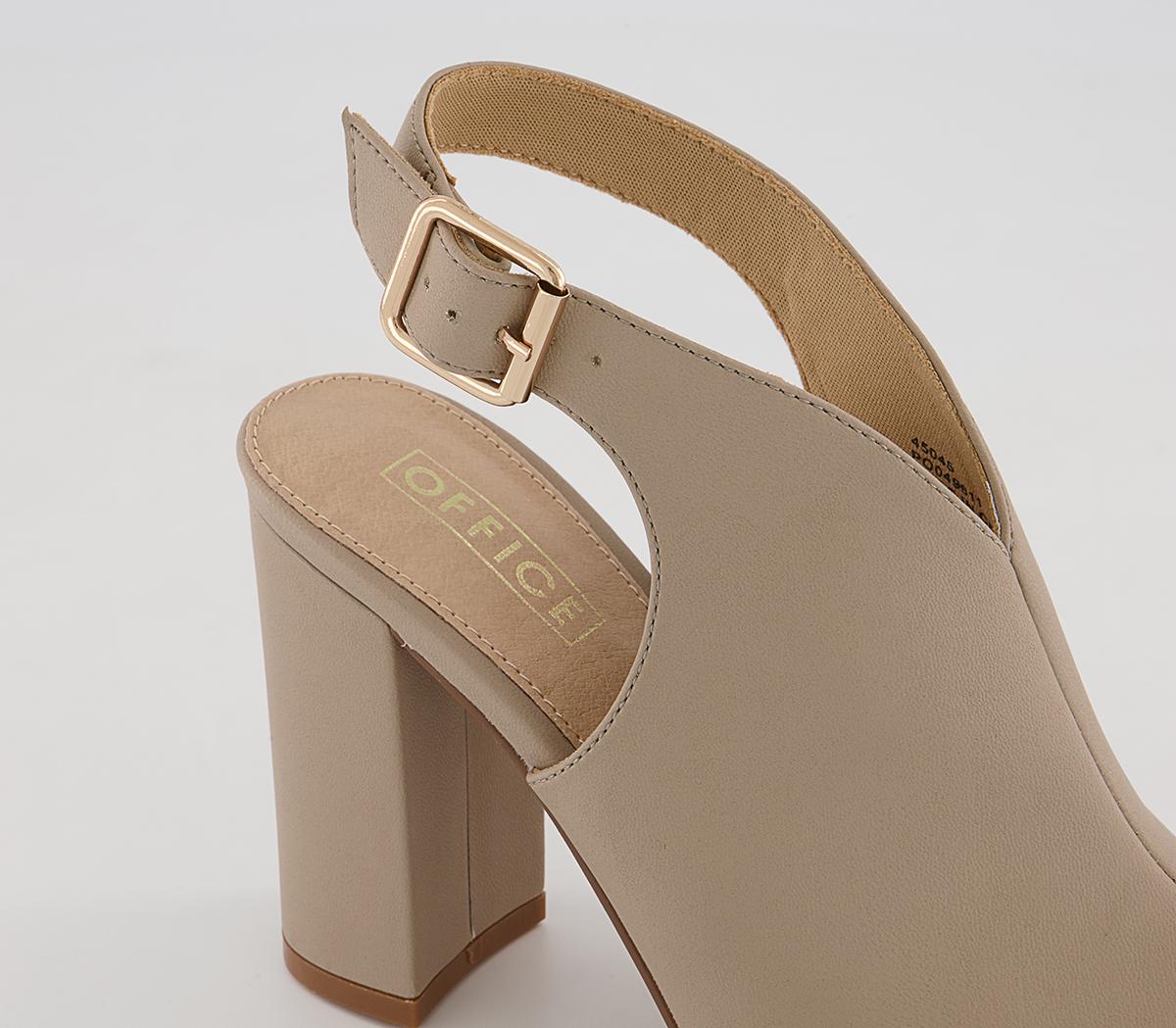 Office Himalaya Slingback Open Toe Block High Heels Office Himalaya Slingback Open Toe Block High Heels Taupe