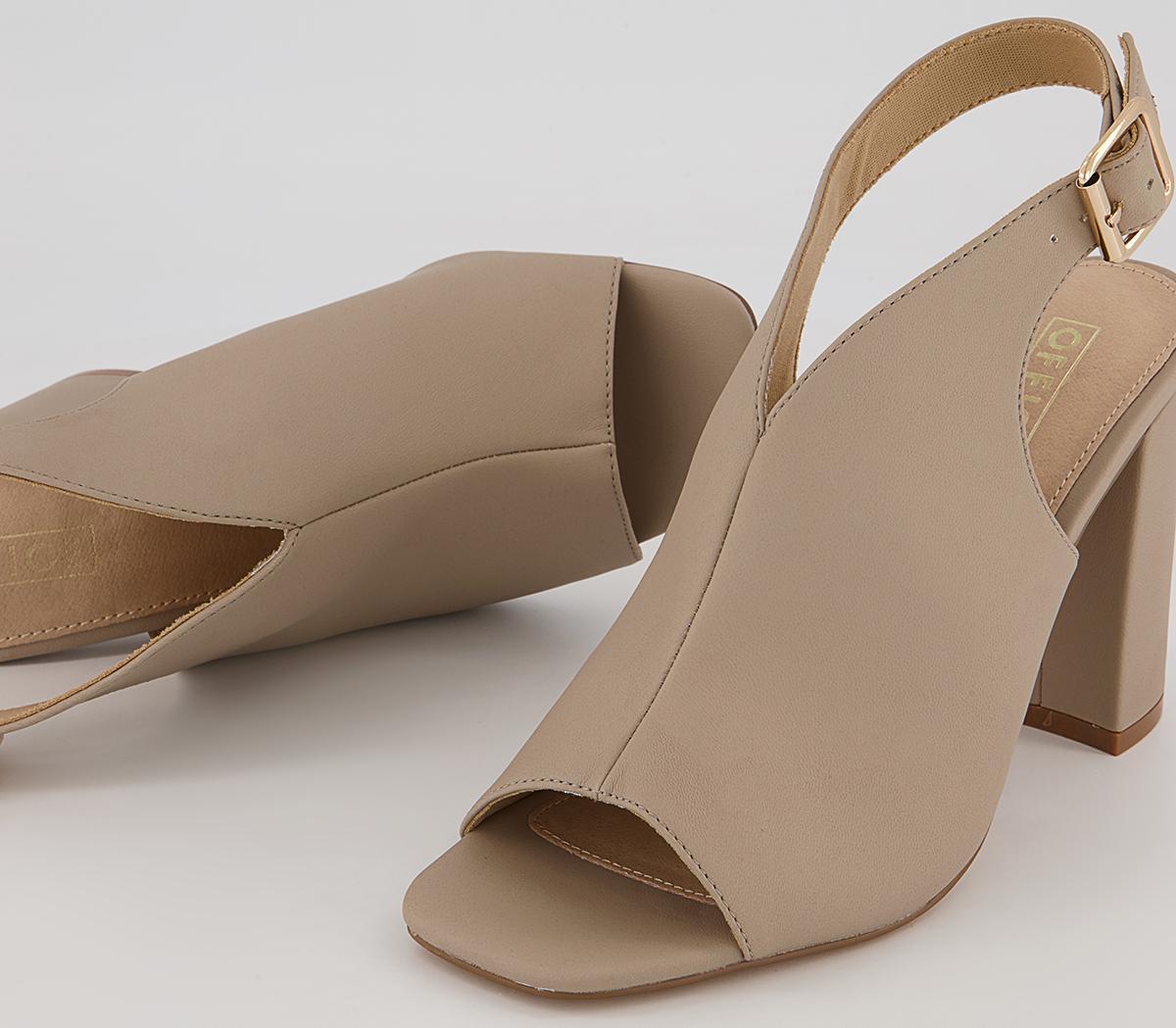 Office Himalaya Slingback Open Toe Block High Heels Office Himalaya Slingback Open Toe Block High Heels Taupe
