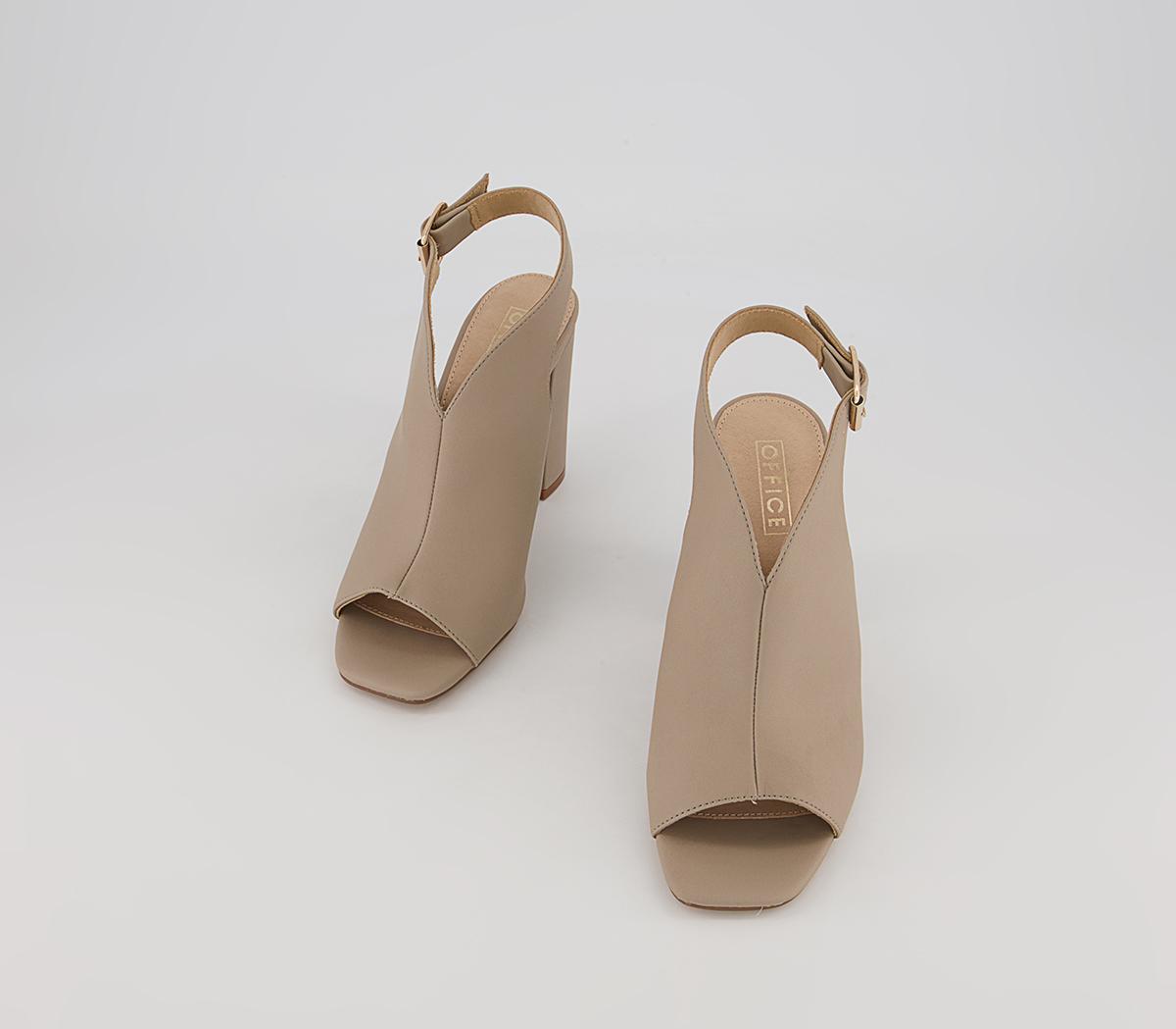 Office Himalaya Slingback Open Toe Block High Heels Office Himalaya Slingback Open Toe Block High Heels Taupe