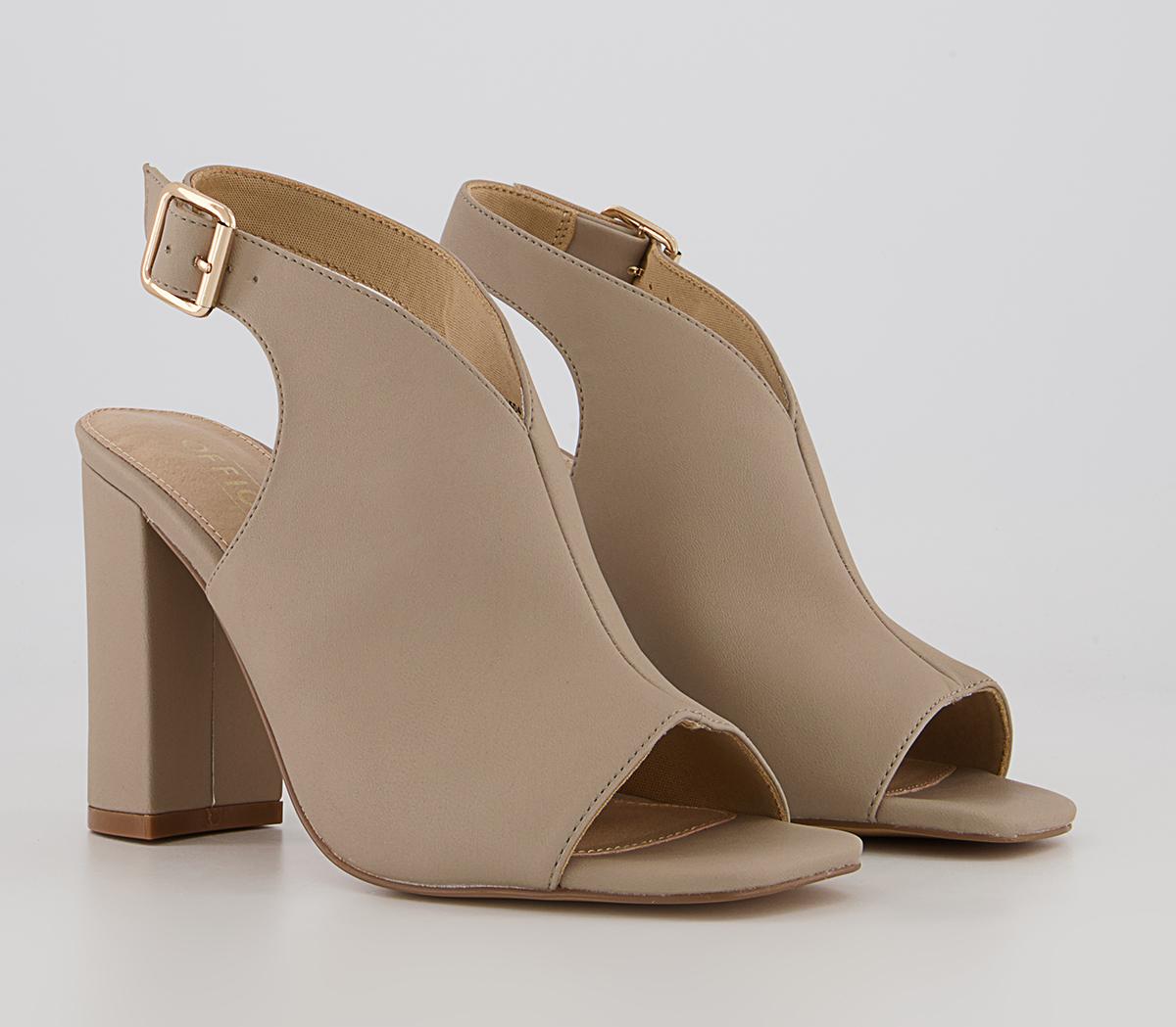 Office Himalaya Slingback Open Toe Block High Heels Office Himalaya Slingback Open Toe Block High Heels Taupe