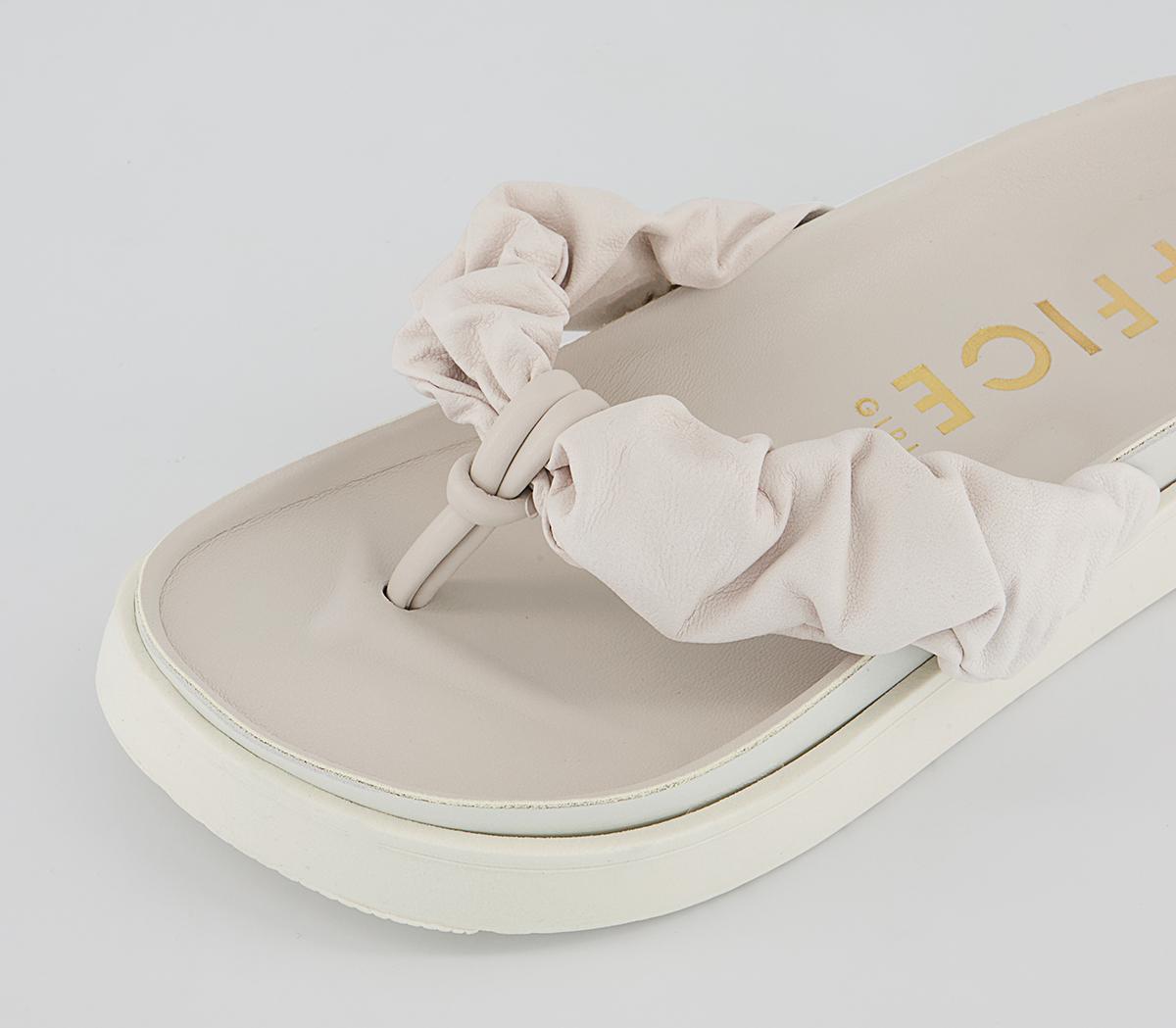 Office Sesame Rouched Toe Post Sandals Office Sesame Rouched Toe Post Sandals Off White Leather