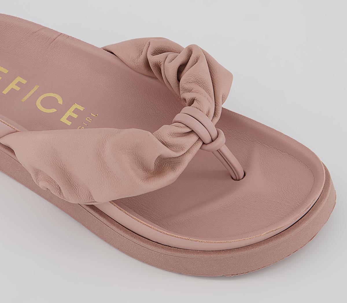 Office Sesame Rouched Toe Post Sandals Office Sesame Rouched Toe Post Sandals Pink Leather
