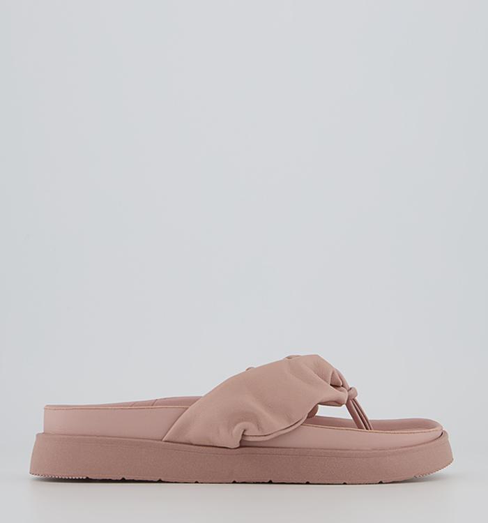 Office Sesame Rouched Toe Post Sandals Pink Leather
