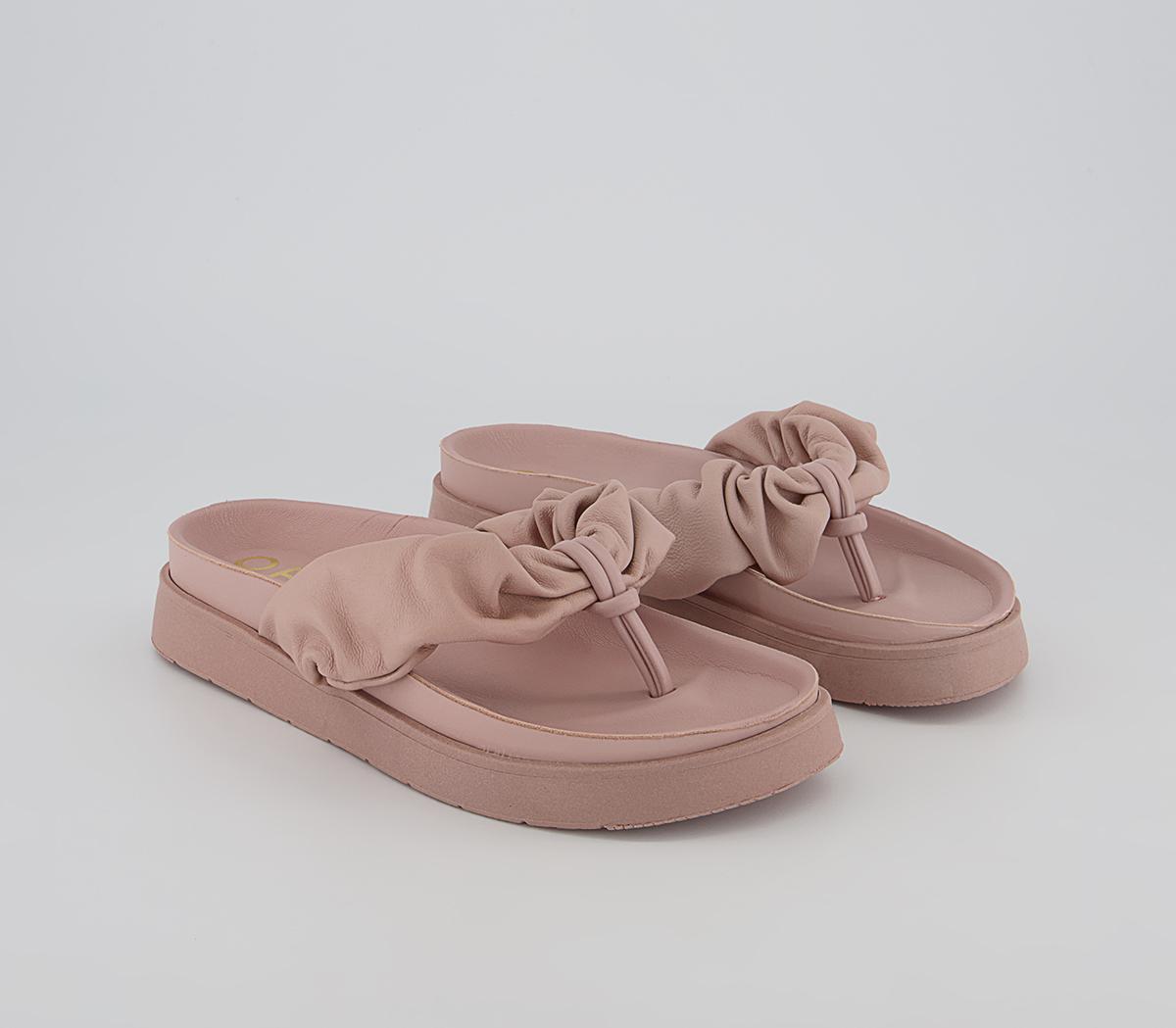 Office Sesame Rouched Toe Post Sandals Office Sesame Rouched Toe Post Sandals Pink Leather