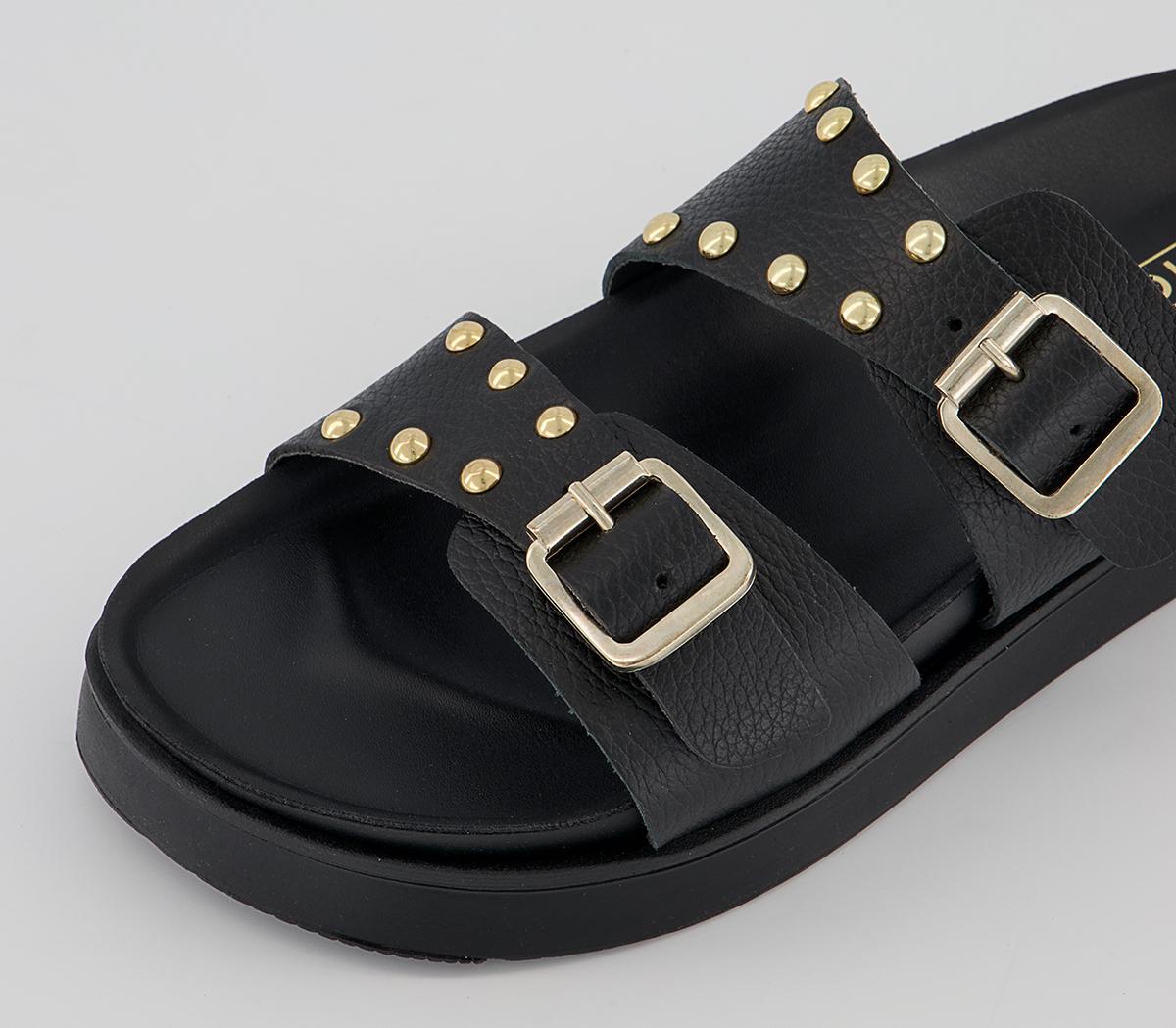OFFICE Sending Studded Cleated Buckle Sandals Black - Platform & Chunky ...