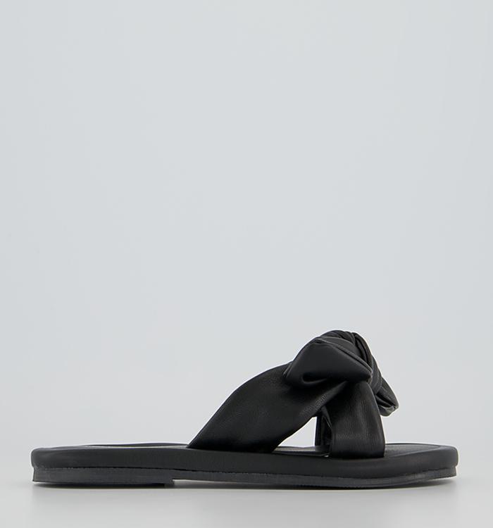 Office Sweet Tooth Soft Bow Mules Black Leather