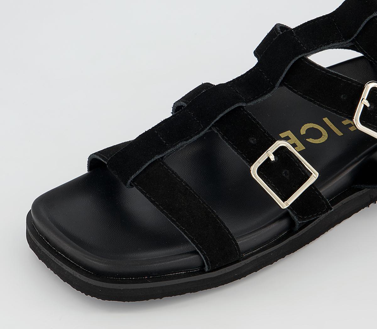 Office Sancha Square Toe Gladiator Footbed Sandals Office Sancha Square Toe Gladiator Footbed Sandals Black Suede