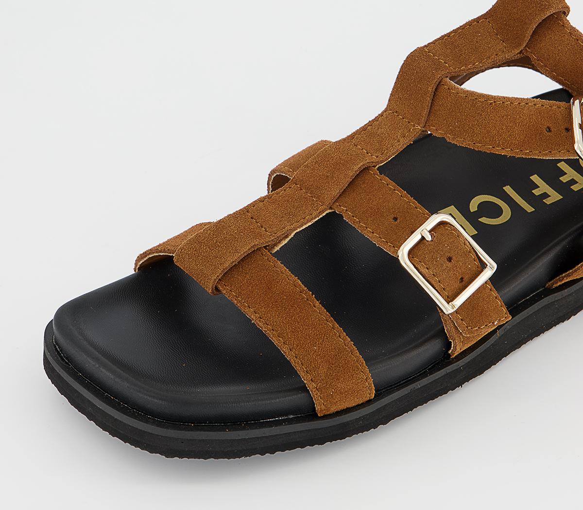 OFFICESancha Square Toe Gladiator Footbed Sandals OFFICESancha Square Toe Gladiator Footbed SandalsTan Suede