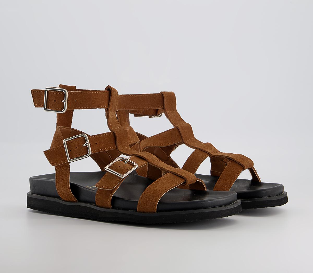OFFICESancha Square Toe Gladiator Footbed Sandals OFFICESancha Square Toe Gladiator Footbed SandalsTan Suede