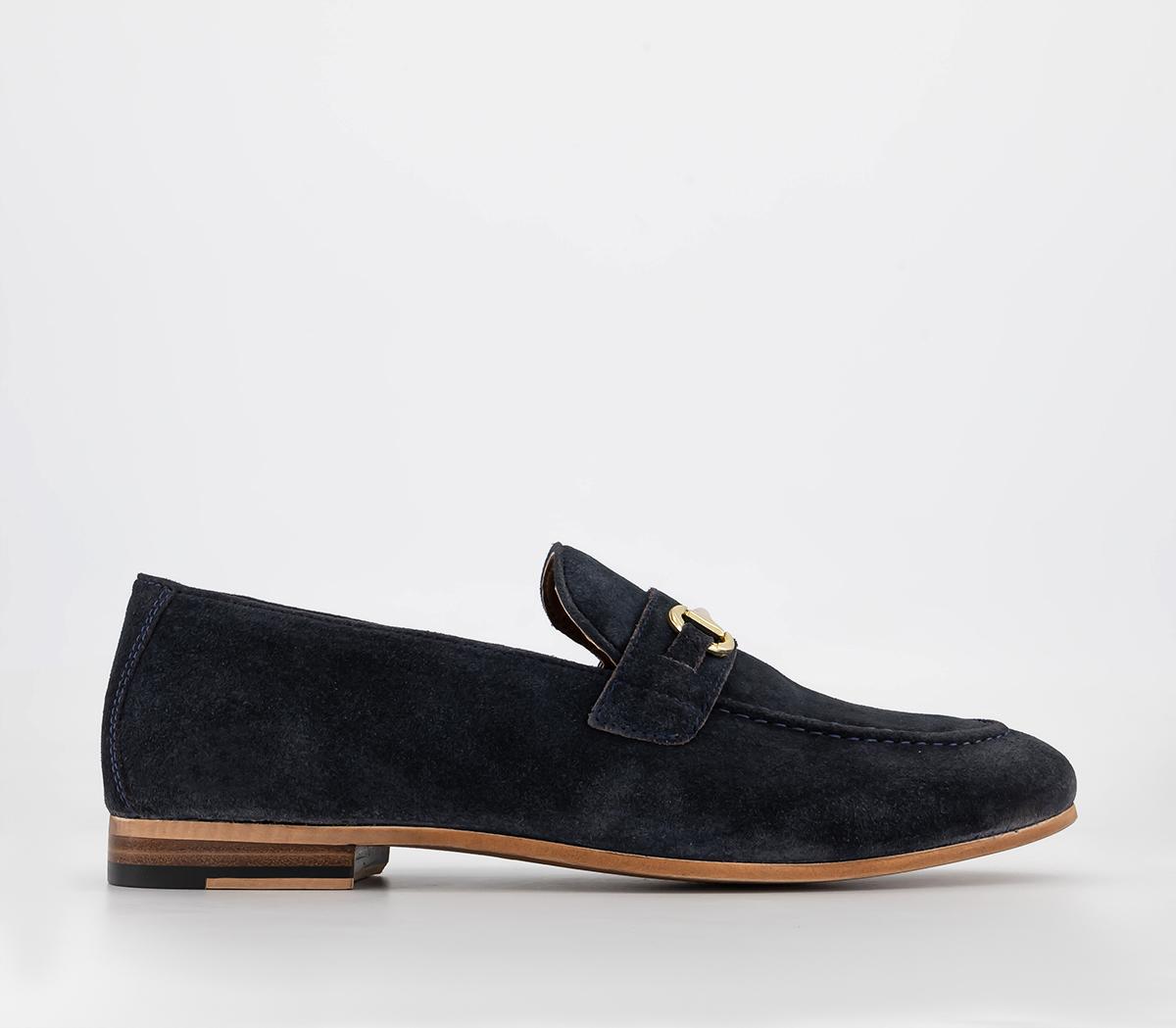 Terry Trim Loafers Navy Suede