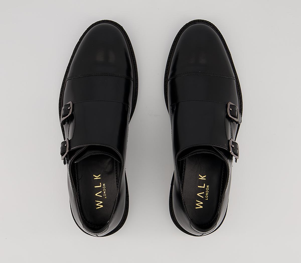 Walk London Oliver Monk Shoes Black - Men's Casual Shoes