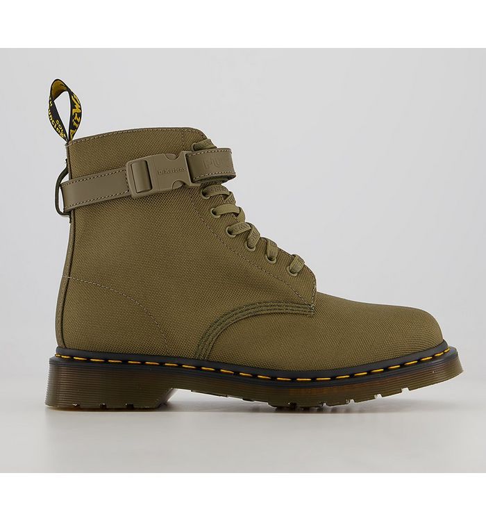 Dr. Martens 1460 Futura Boots Olive Etr 5050 Woven Fabric In Green