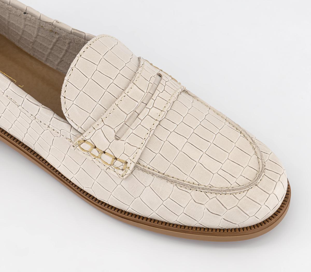 OFFICEFlavia Plain LoafersOff White Embossed Leather