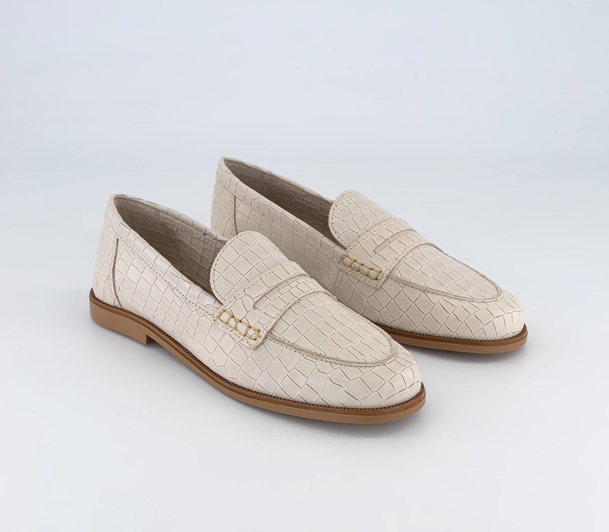 OFFICEFlavia Plain LoafersOff White Embossed Leather