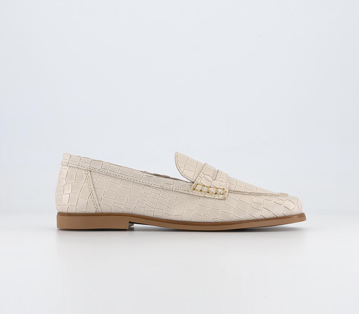 OFFICEFlavia Plain LoafersOff White Embossed Leather