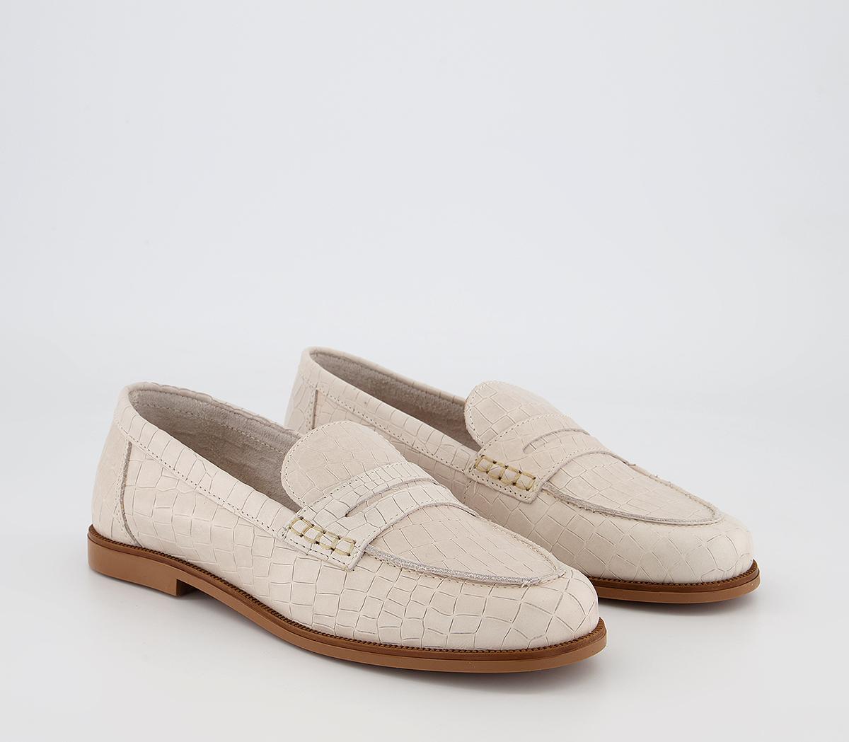 OFFICEFlavia Plain LoafersOff White Croc Leather