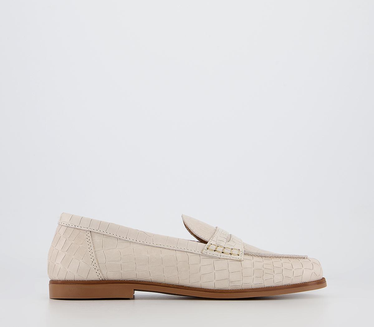OFFICEFlavia Plain LoafersOff White Croc Leather