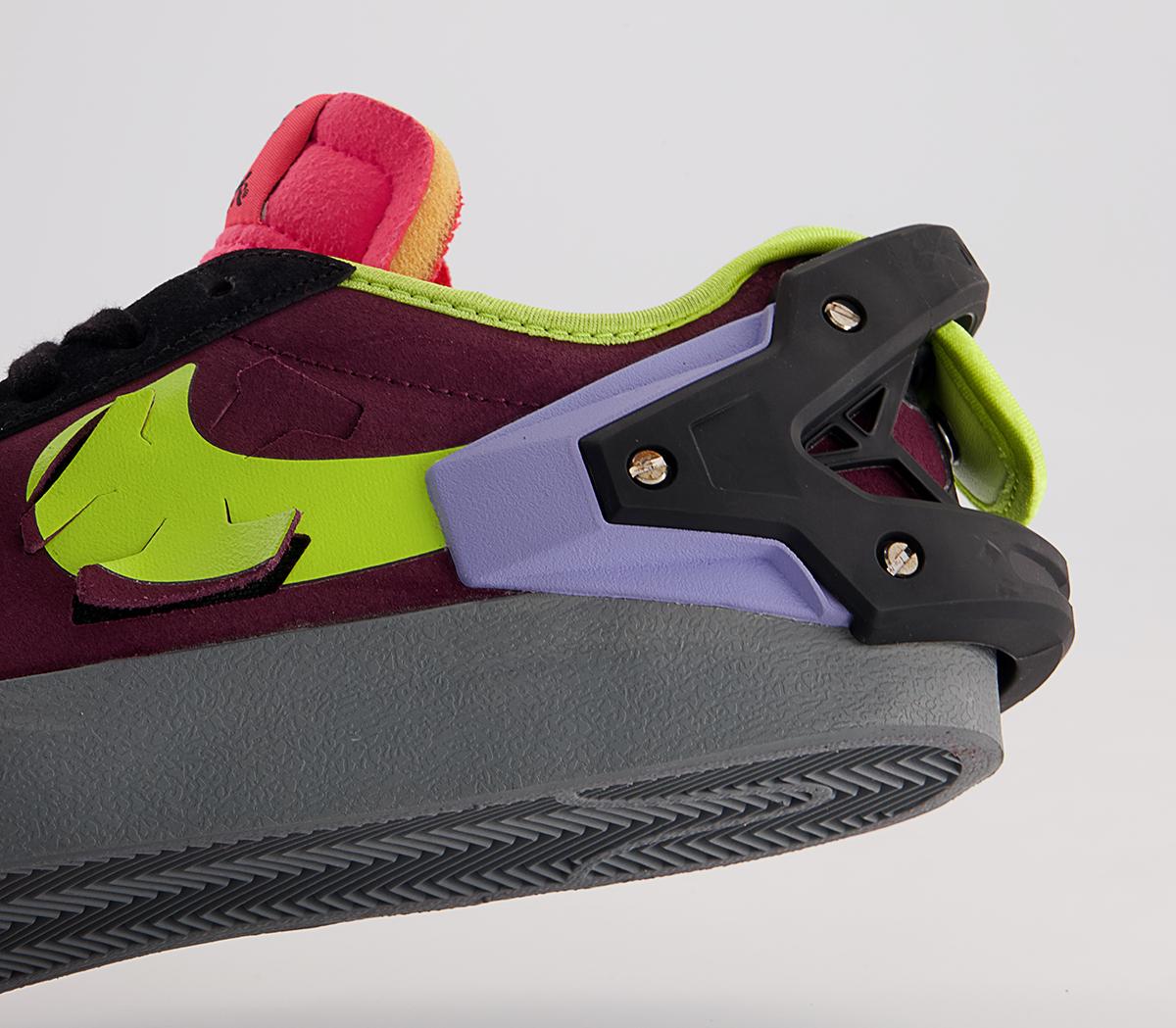NikeBlazer Low Acronym Trainers Night Maroon Lemon Venom Black