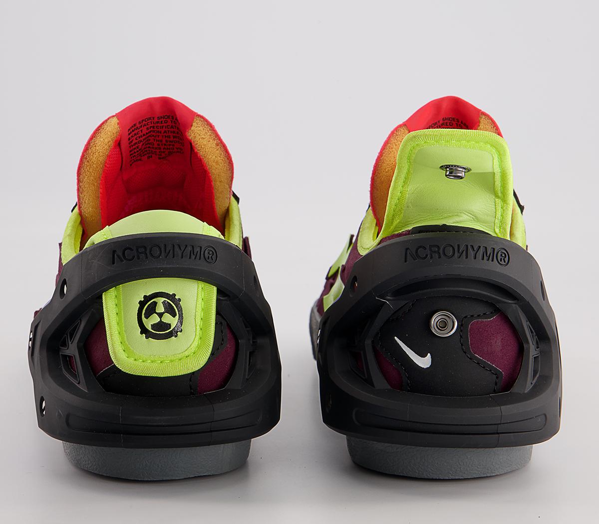 NikeBlazer Low Acronym Trainers Night Maroon Lemon Venom Black