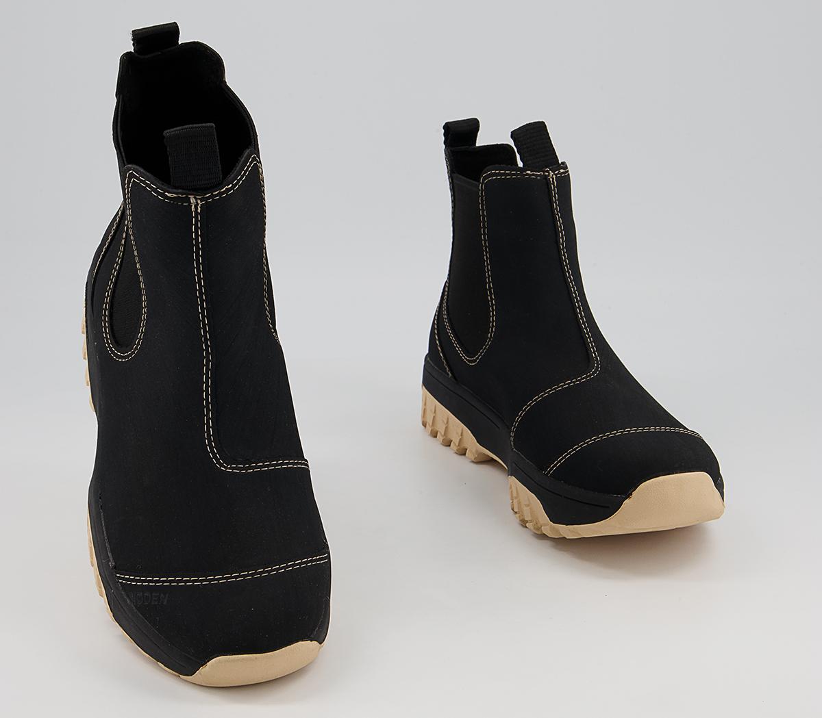 Woden Magda Rubber Track Chelsea Boots Woden Magda Rubber Track Chelsea Boots Black Contrast