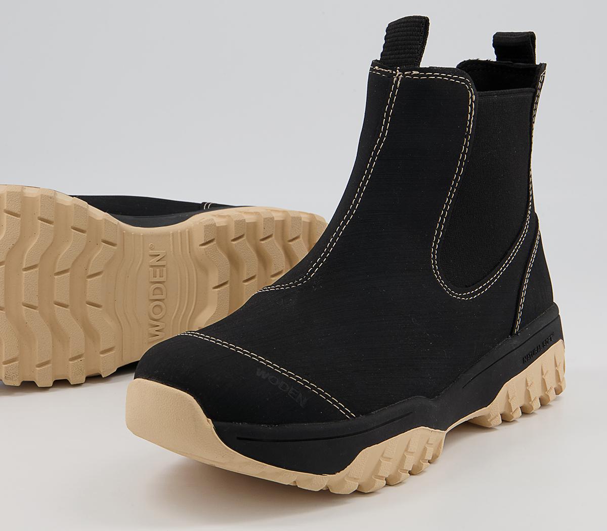Woden Magda Rubber Track Chelsea Boots Woden Magda Rubber Track Chelsea Boots Black Contrast