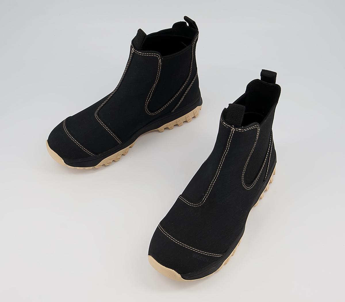 Woden Magda Rubber Track Chelsea Boots Woden Magda Rubber Track Chelsea Boots Black Contrast