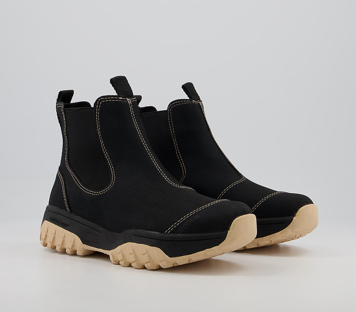 Woden Magda Rubber Track Chelsea Boots Woden Magda Rubber Track Chelsea Boots Black Contrast