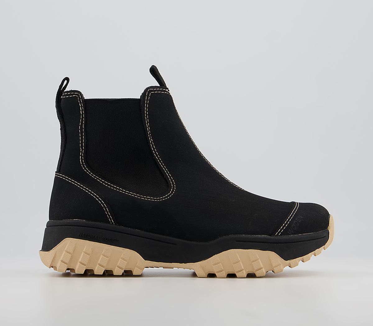 Woden Magda Rubber Track Chelsea Boots Woden Magda Rubber Track Chelsea Boots Black Contrast