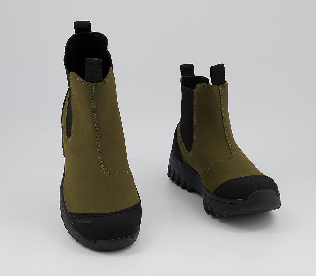 Woden Magda Rubber Track Chelsea Boots Khaki - Women's Chelsea Boots