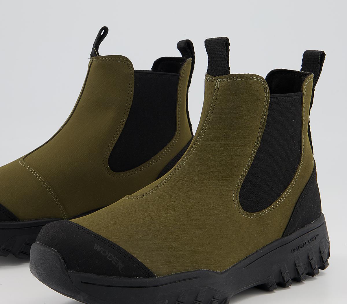 Woden Magda Rubber Track Chelsea Boots Woden Magda Rubber Track Chelsea Boots Khaki