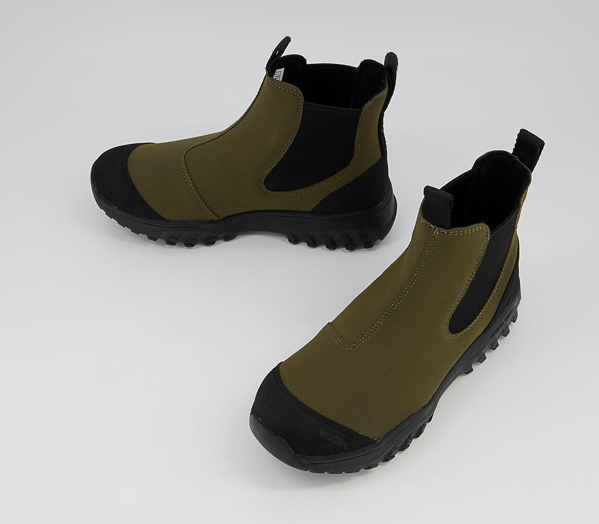 Woden Magda Rubber Track Chelsea Boots Woden Magda Rubber Track Chelsea Boots Khaki
