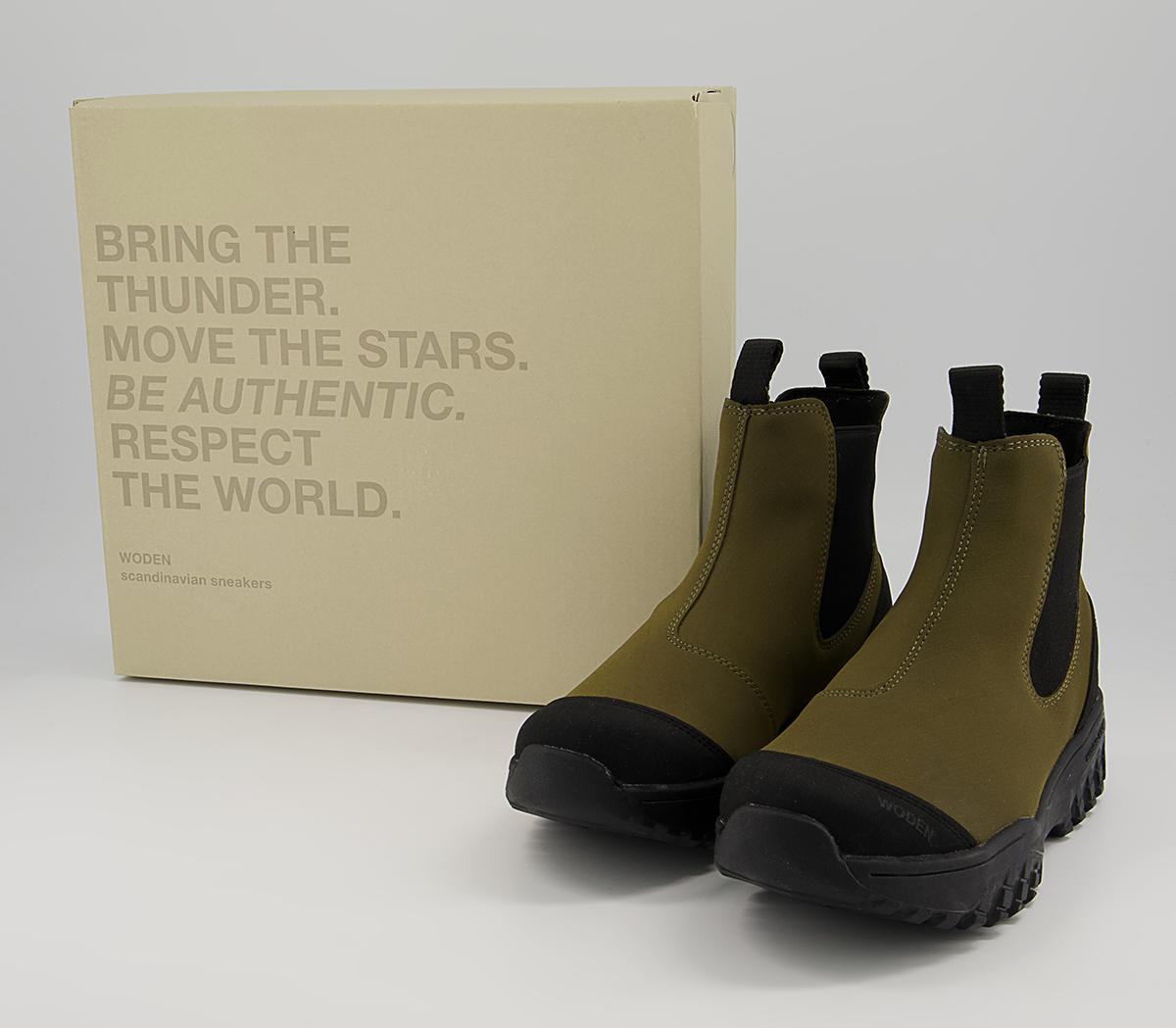 Woden Magda Rubber Track Chelsea Boots Woden Magda Rubber Track Chelsea Boots Khaki