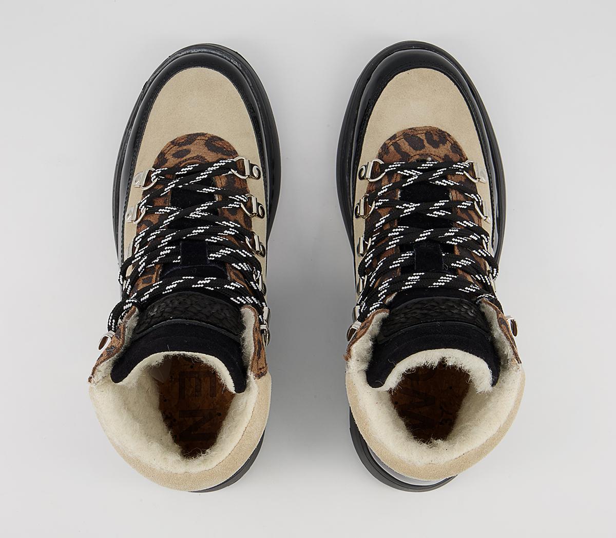 Woden Iris Hiker Boots Woden Iris Hiker Boots Cream Leopard