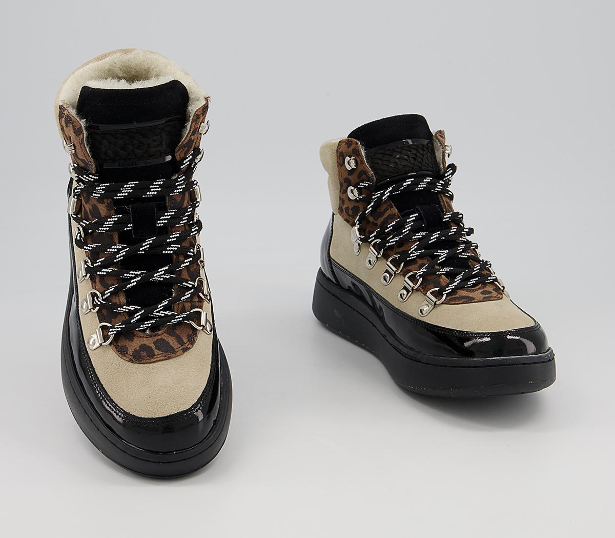 Woden Iris Hiker Boots Woden Iris Hiker Boots Cream Leopard