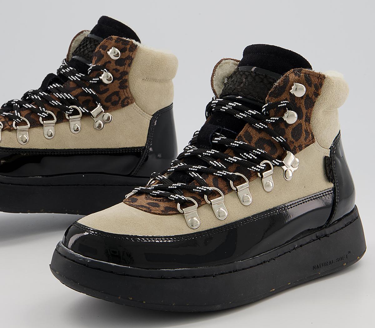 Woden Iris Hiker Boots Woden Iris Hiker Boots Cream Leopard
