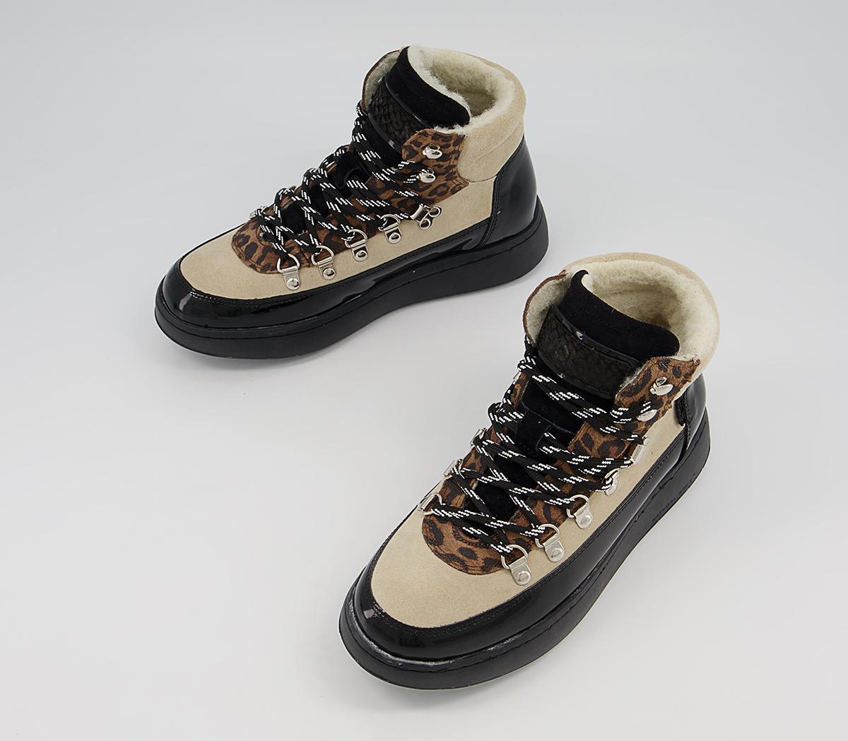 Woden Iris Hiker Boots Woden Iris Hiker Boots Cream Leopard