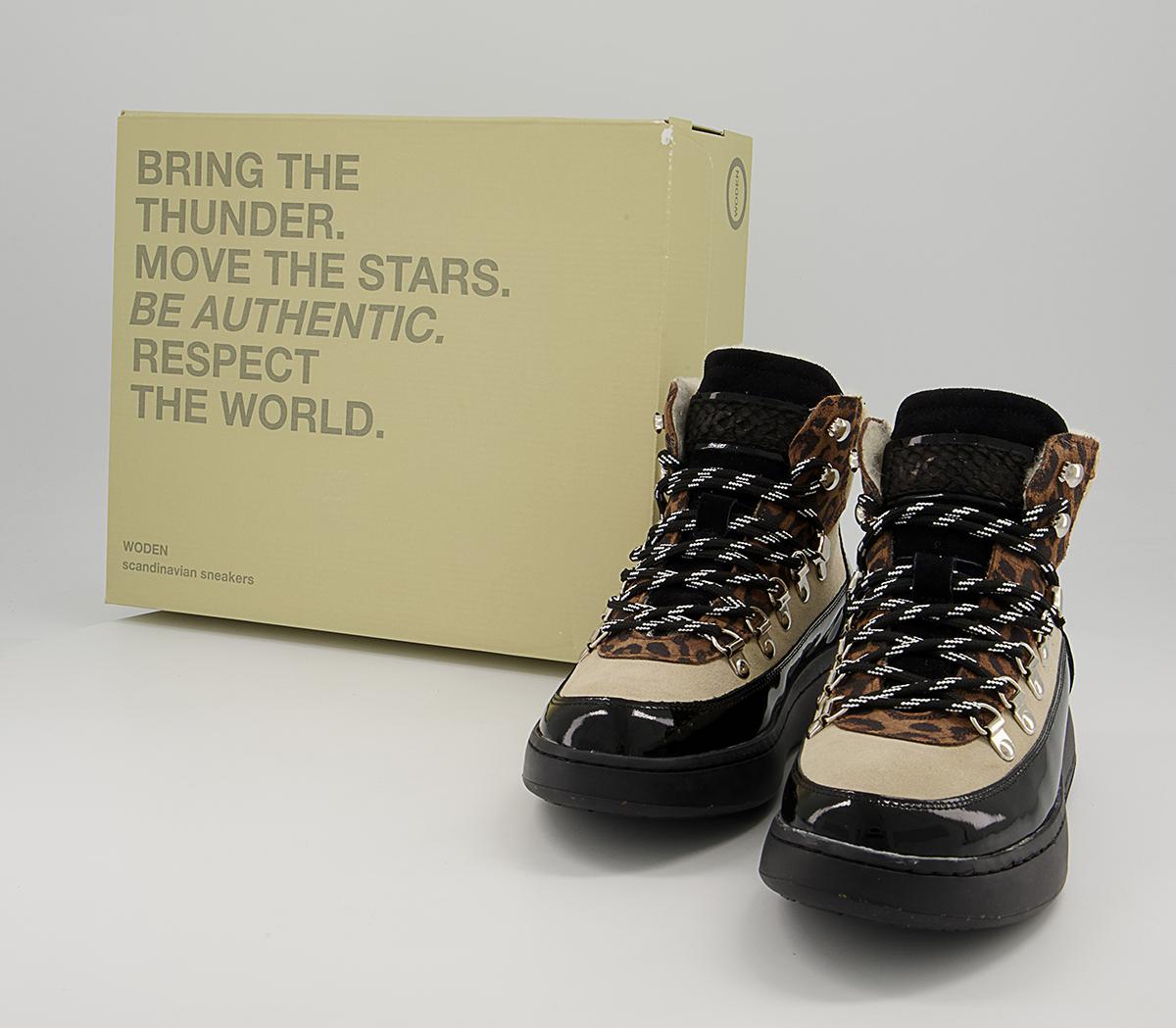 Woden Iris Hiker Boots Woden Iris Hiker Boots Cream Leopard