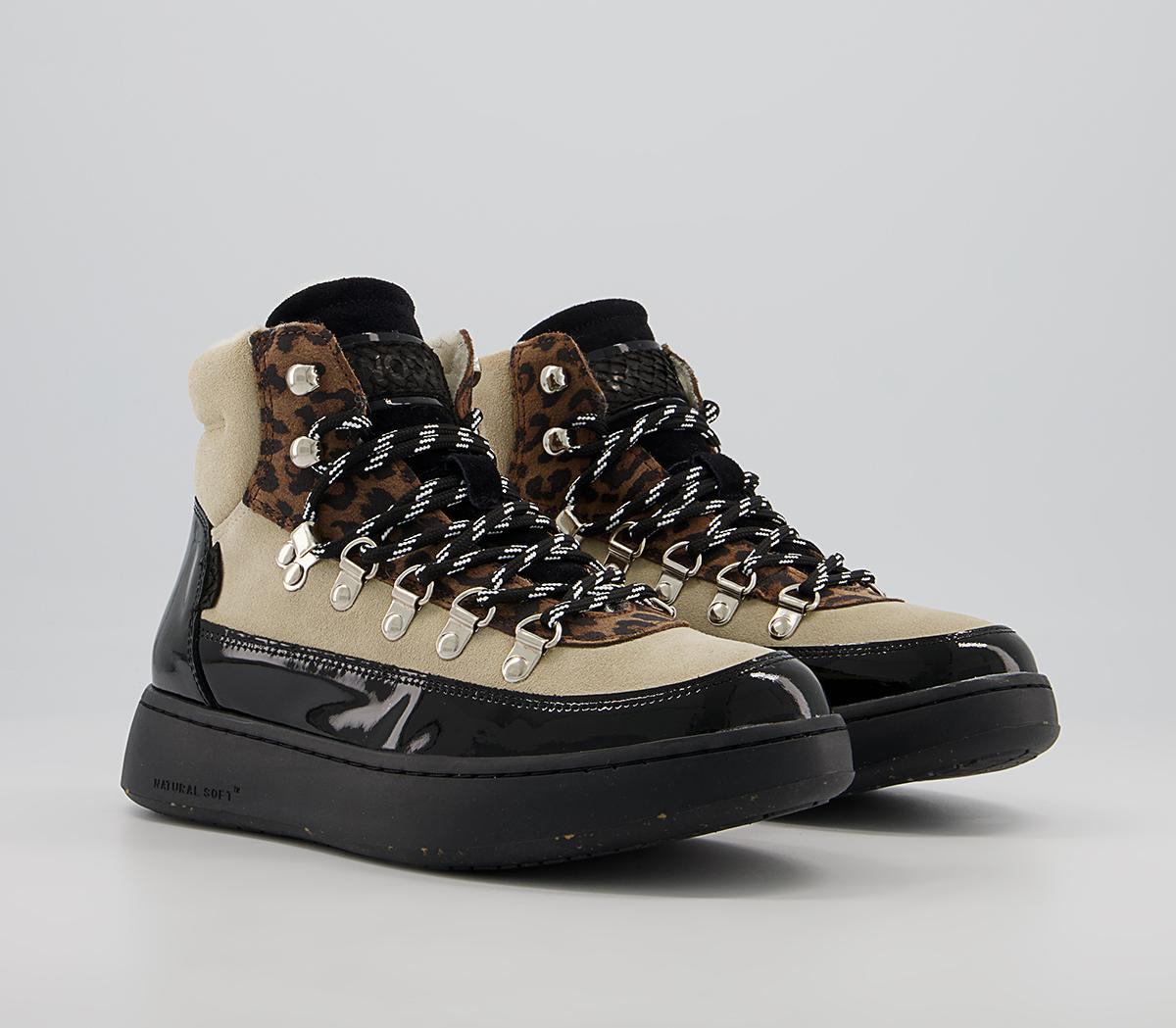 Woden Iris Hiker Boots Woden Iris Hiker Boots Cream Leopard