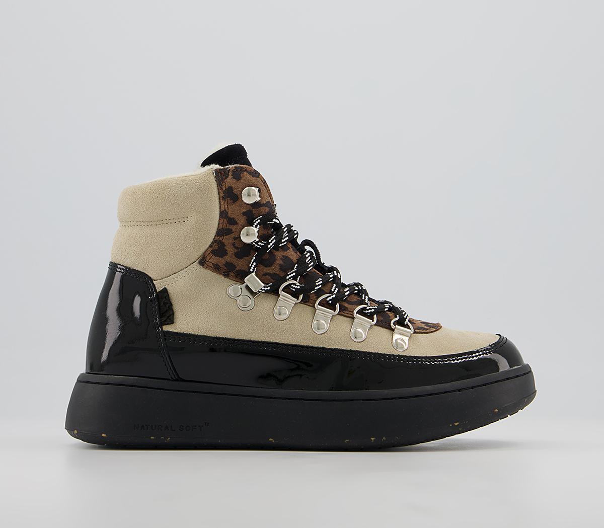 Woden Iris Hiker Boots Woden Iris Hiker Boots Cream Leopard