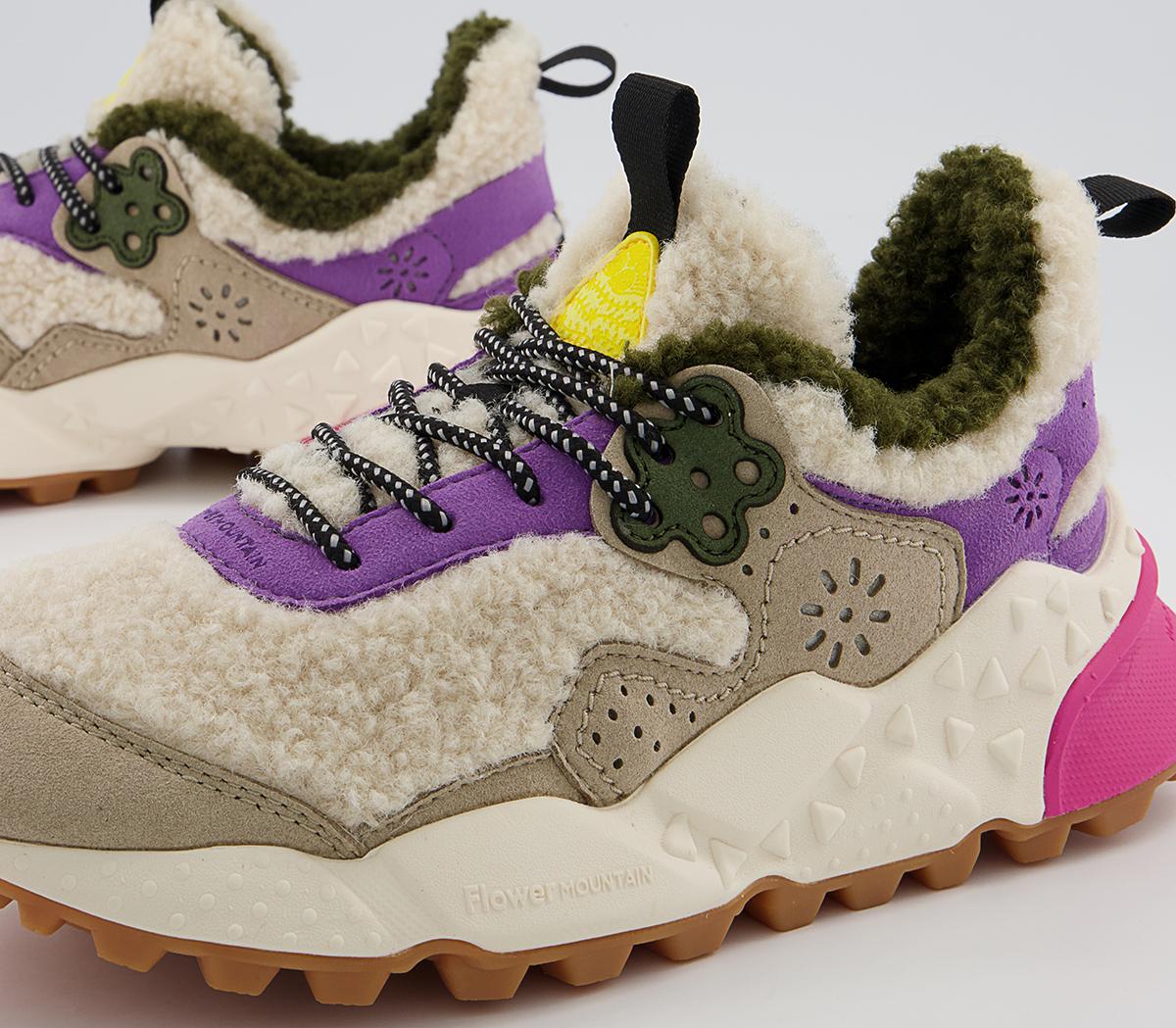 Flower MountainKotetsu Woman Teddy TrainersShearling Beige Violer