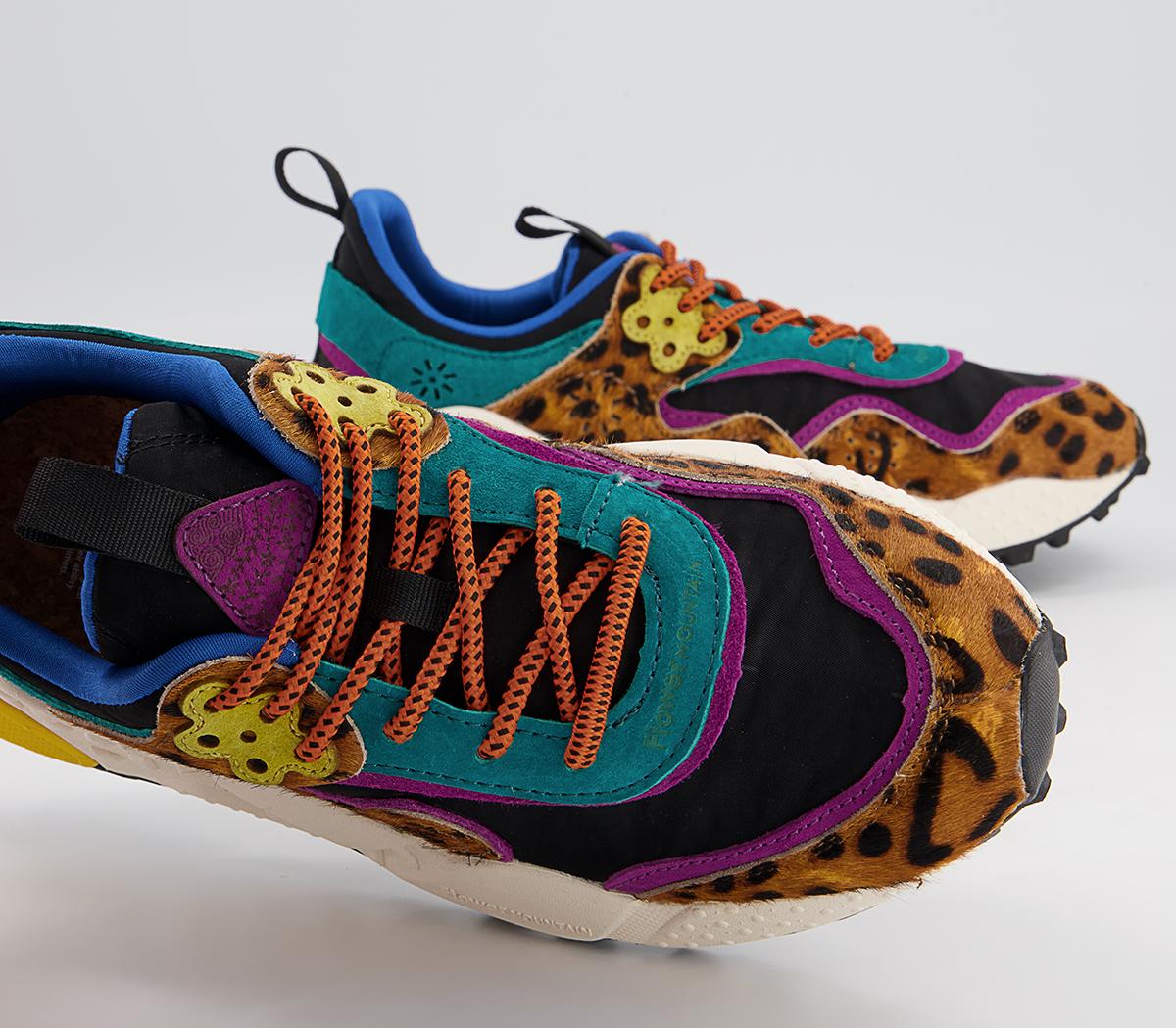 Flower MountainKotetsu Woman TrainersLeopard Brown Black