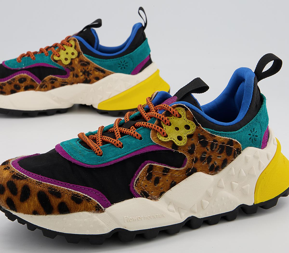 Flower MountainKotetsu Woman TrainersLeopard Brown Black