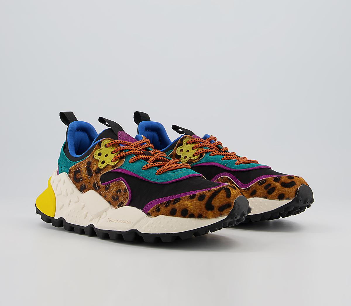 Flower MountainKotetsu Woman TrainersLeopard Brown Black