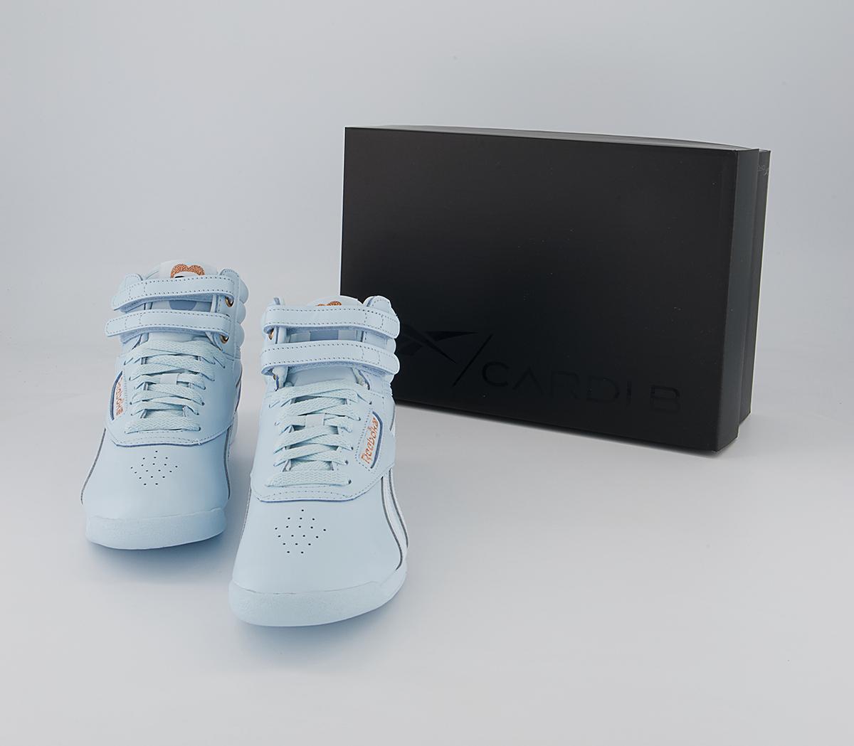 Reebok Freestyle Hi Cardi Trainers Reebok Freestyle Hi Cardi Trainers Glass Blue F